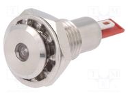 Indicator: LED; flat; red; 12VDC; Ø12.1mm; IP67; stainless steel BULGIN