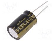 Capacitor: electrolytic; THT; 6800uF; 10VDC; Ø16x25mm; Pitch: 7.5mm NICHICON