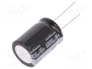 Capacitor: electrolytic; THT; 6800uF; 16VDC; Ø18x25mm; Pitch: 7.5mm NICHICON