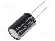 Capacitor: electrolytic; THT; 6800uF; 10VDC; Ø16x25mm; Pitch: 7.5mm NICHICON