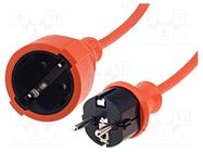 Extension lead; 3x1.5mm2; Schuko; Sockets: 1; PVC; orange; 10m; 16A JONEX