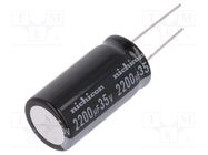 Capacitor: electrolytic; THT; 2200uF; 35VDC; Ø18x35.5mm; ±20% NICHICON