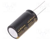 Capacitor: electrolytic; THT; 3300uF; 50VDC; Ø18x35.5mm; ±20% NICHICON