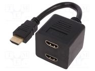 HDMI signal splitter; HDMI socket x2,HDMI plug; 200mm; black DIGITUS