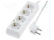 Extension lead; 3x1.5mm2; Schuko; Sockets: 4; PVC; white; Len: 5m JONEX