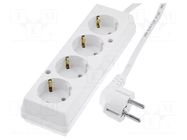 Extension lead; 3x1.5mm2; Schuko; Sockets: 4; PVC; white; Len: 10m JONEX