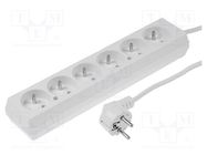 Extension lead; 3x1.5mm2; Sockets: 6; PVC; white; 1.5m; 16A JONEX