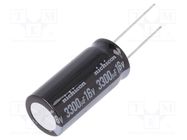 Capacitor: electrolytic; THT; 3300uF; 16VDC; Ø16x35.5mm; ±20% NICHICON