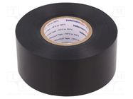 Tape: electrical insulating; W: 38mm; L: 20m; Thk: 0.21mm; black HELLERMANNTYTON