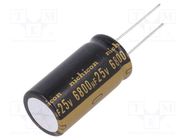 Capacitor: electrolytic; THT; 6800uF; 25VDC; Ø18x35.5mm; ±20% NICHICON