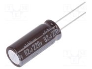 Capacitor: electrolytic; THT; 82uF; 220VDC; Ø12.5x31.5mm; ±20% NICHICON