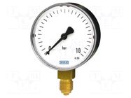 Manometer; -1bar÷600mbar; Class: 2.5; 63mm; Temp: -20÷60°C; plastic WIKA