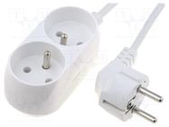 Extension lead; 3x1.5mm2; Sockets: 2; PVC; white; 1.5m; 16A JONEX