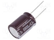 Capacitor: electrolytic; low ESR; THT; 6800uF; 6.3VDC; Ø18x25mm NICHICON