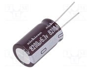 Capacitor: electrolytic; low ESR; THT; 8200uF; 6.3VDC; Ø18x30.5mm NICHICON