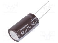 Capacitor: electrolytic; THT; 56uF; 420VDC; Ø16x31.5mm; ±20%; 5000h NICHICON