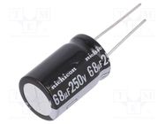 Capacitor: electrolytic; THT; 68uF; 250VDC; Ø16x25mm; Pitch: 7.5mm NICHICON