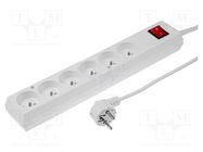 Extension lead; 3x1.5mm2; Sockets: 6; PVC; white; 3m; 16A JONEX