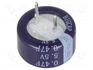 Supercapacitor; THT; 0.47F; 5.5VDC; ±20%; Ø13.5x7.3mm; -25÷70°C BIGCAP