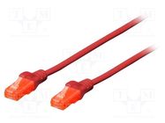 Patch cord; U/UTP; 5e; stranded; CCA; PVC; red; 1.5m; 26AWG DIGITUS