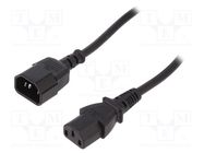 Cable; IEC C13 female,IEC C14 male; 5m; black; 10A; 250V 