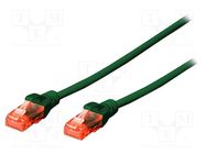 Patch cord; U/UTP; 6; stranded; Cu; LSZH; green; 0.25m; 26AWG DIGITUS