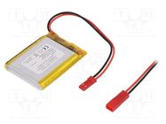 Re-battery: Li-Po; 3.7V; 1800mAh; cables,JST SYR-02T socket CELLEVIA BATTERIES