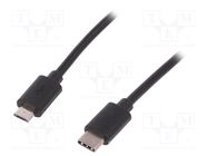 Cable; High Speed,USB 2.0; USB B micro plug,USB C plug; 1.8m DIGITUS