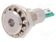 Indicator: LED; flat; green; 24VDC; Ø12.1mm; IP67; stainless steel BULGIN