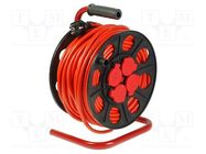 Extension lead; 3x1.5mm2; reel; Sockets: 4; PVC; orange; 50m; 10A JONEX