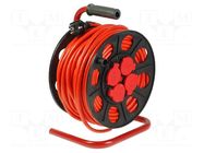 Extension lead; 3x1.5mm2; reel; Sockets: 4; PVC; orange; 50m; 10A JONEX