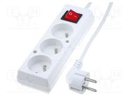 Extension lead; 3x1.5mm2; Sockets: 3; PVC; white; 5m; 16A JONEX