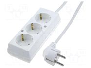 Extension lead; 3x1.5mm2; Schuko; Sockets: 3; PVC; white; Len: 5m JONEX