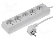 Extension lead; 3x1.5mm2; Sockets: 5; PVC; white; 5m; 16A JONEX