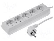 Extension lead; 3x1.5mm2; 1.5m; PVC; white; Sockets no: 5; 16A JONEX