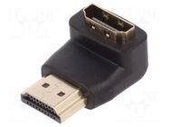 Adapter; HDMI socket 90°,HDMI plug; black DIGITUS