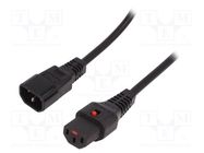 Cable; IEC C13 female,IEC C14 male; PVC; 0.5m; black; 10A; 250V 