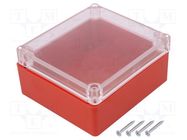 Enclosure: multipurpose; X: 115mm; Y: 125mm; Z: 58mm; ABS; red; gasket KRADEX