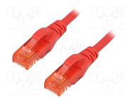 Patch cord; U/UTP; 6; stranded; CCA; PVC; red; 1m; 26AWG DIGITUS