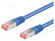 Patch cord; S/FTP; 6a; stranded; Cu; LSZH; blue; 1m; 27AWG Goobay