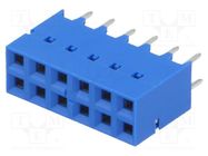 Connector: PCB to PCB; socket; female; Dubox®; 2.54mm; PIN: 12; THT AMPHENOL COMMUNICATIONS SOLUTIONS