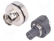 Connector: M12; socket; PIN: 4; female; D code-Ethernet; SMT; angled HARTING