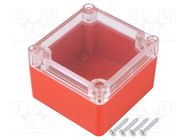 Enclosure: multipurpose; X: 80mm; Y: 82mm; Z: 55mm; ABS; red; gasket KRADEX