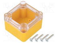 Enclosure: multipurpose; X: 49mm; Y: 51mm; Z: 36mm; ABS; yellow; IP65 KRADEX