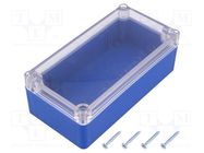 Enclosure: multipurpose; X: 82mm; Y: 158mm; Z: 55mm; ABS; blue; gasket 