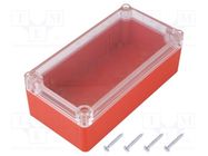 Enclosure: multipurpose; X: 82mm; Y: 158mm; Z: 55mm; ABS; red; gasket KRADEX