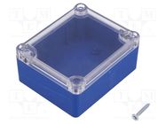 Enclosure: multipurpose; X: 74mm; Y: 89mm; Z: 41mm; ABS; blue; gasket 