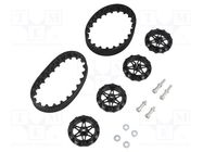 Tracks; Kit: 4 wheels,nut x2,washer x2,screw x4; black; Ø: 35mm 