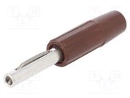 Connector: 4mm banana; plug; 10A; 60VDC; brown; non-insulated; 10mΩ DELTRON