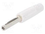 Connector: 4mm banana; plug; 10A; 60VDC; white; non-insulated; 10mΩ DELTRON